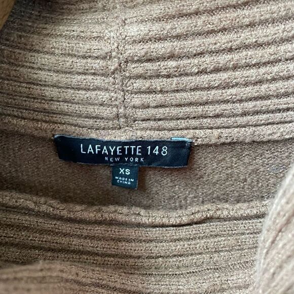 Lafayette 148 Cashmere Cowl Neck Sweater Tunic Caramel Pockets XS S M - Picture 6 of 8